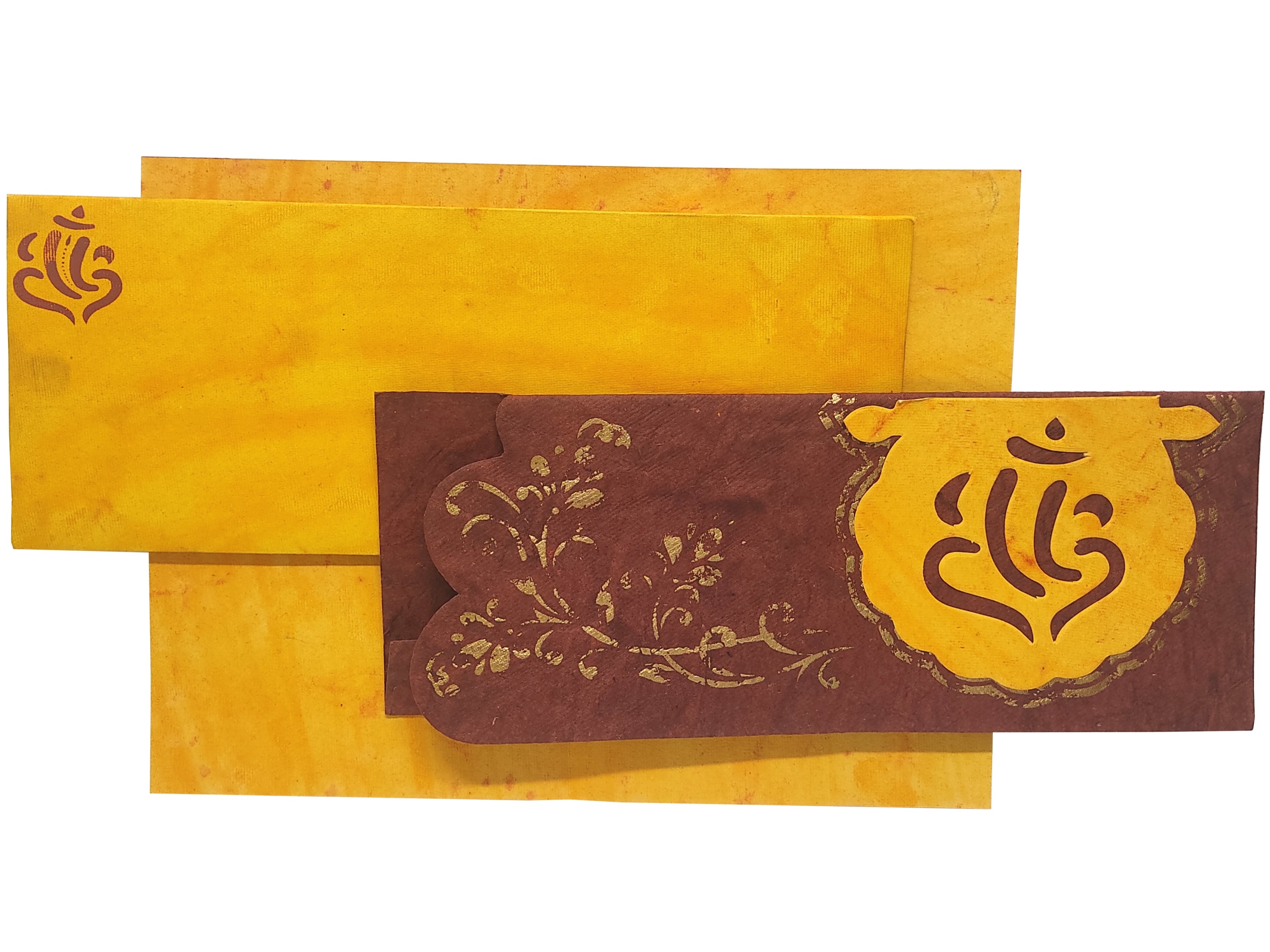 Invitation Card - Yellow and Maroon divine Ganesha Invitation Card-KNK2693-2