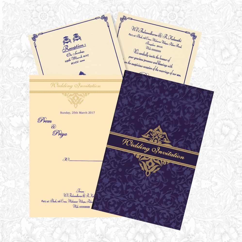 Invitation Card - Interfaith Blue Wedding Invitation Card - KNK1897-0