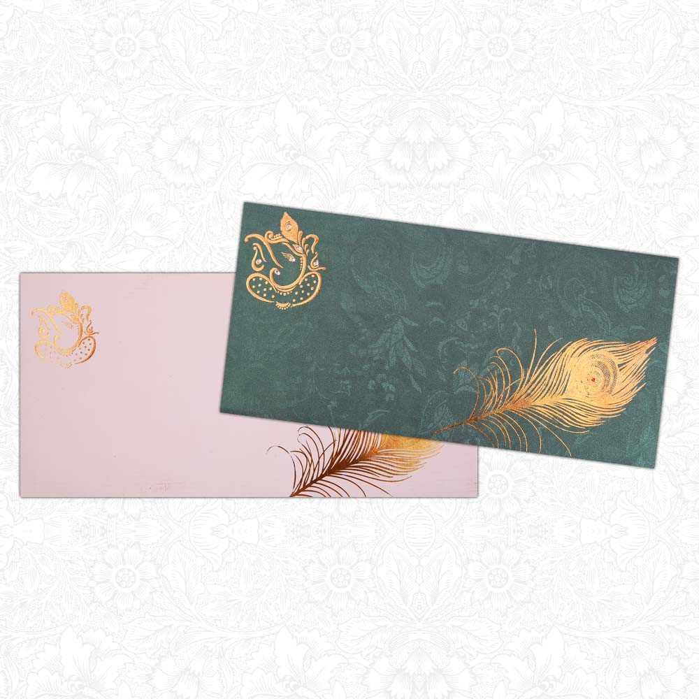 Invitation Card - Mystique Ganesh Card in blue and Gold - KNK2727-3
