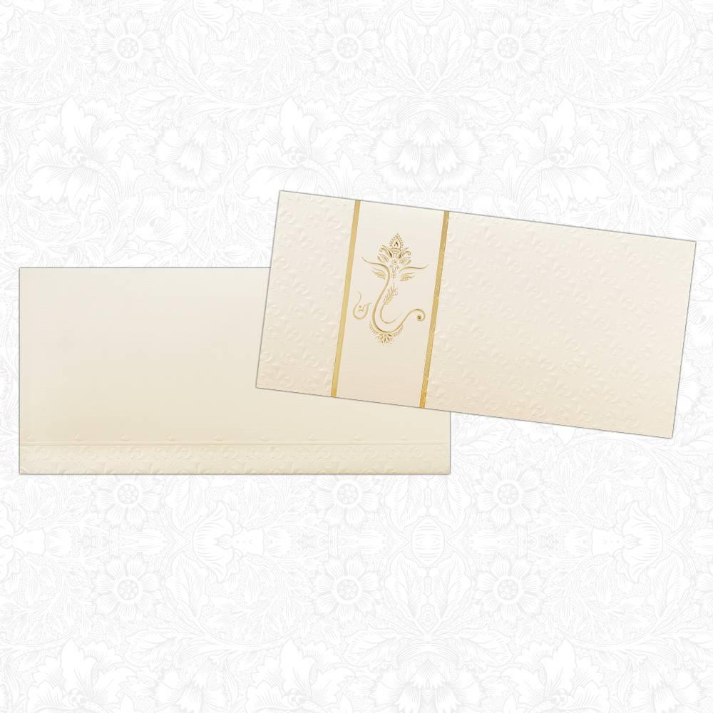 Invitation Card - Supreme White Ganesha Marriage Cards-KNK3017-1
