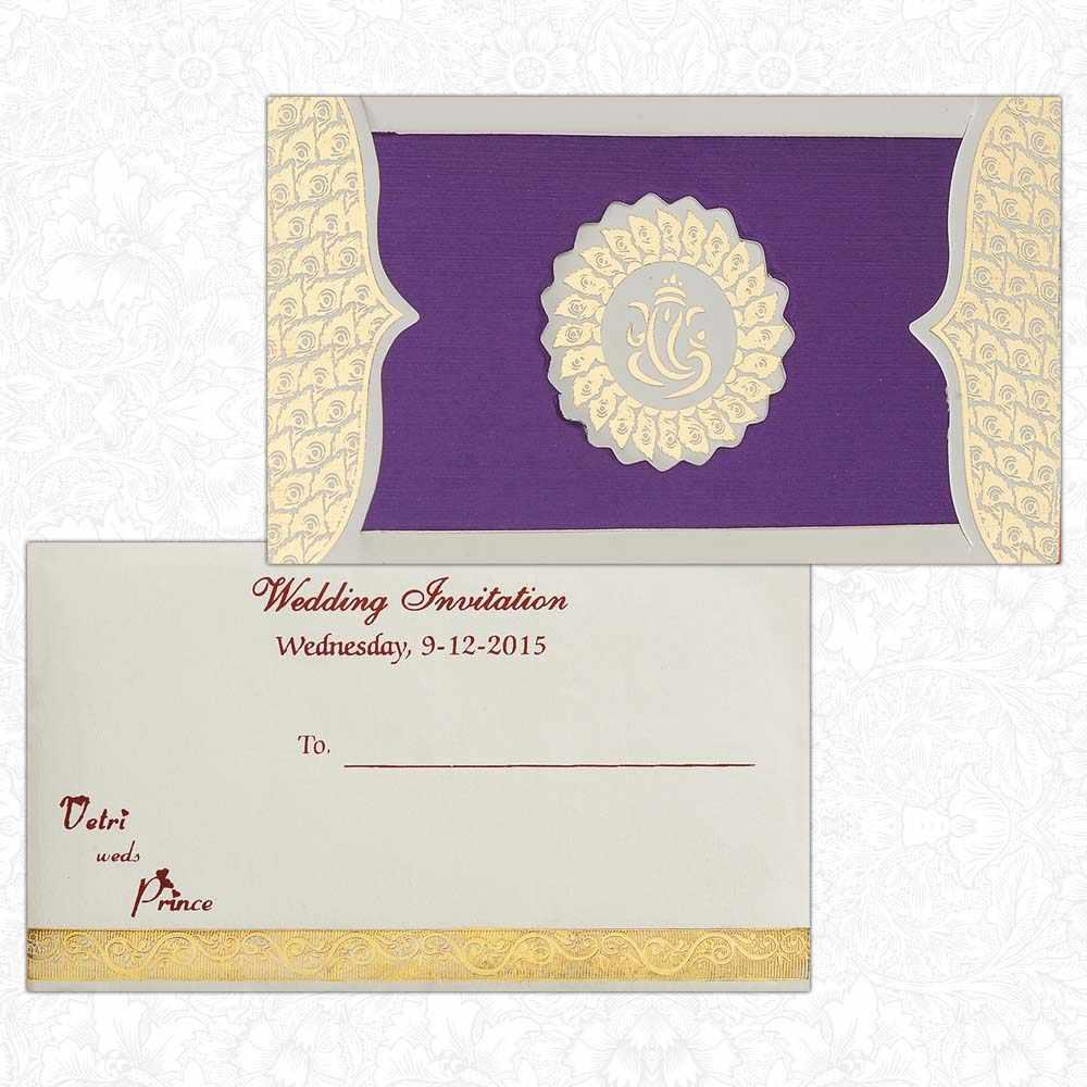 Invitation Card - Violet Ganesha Wedding Invitation Card-KNK3326-1