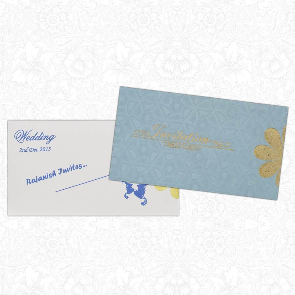 Invitation Card - Blue Floral Personal Wedding Invitation Card-KNK3574-3