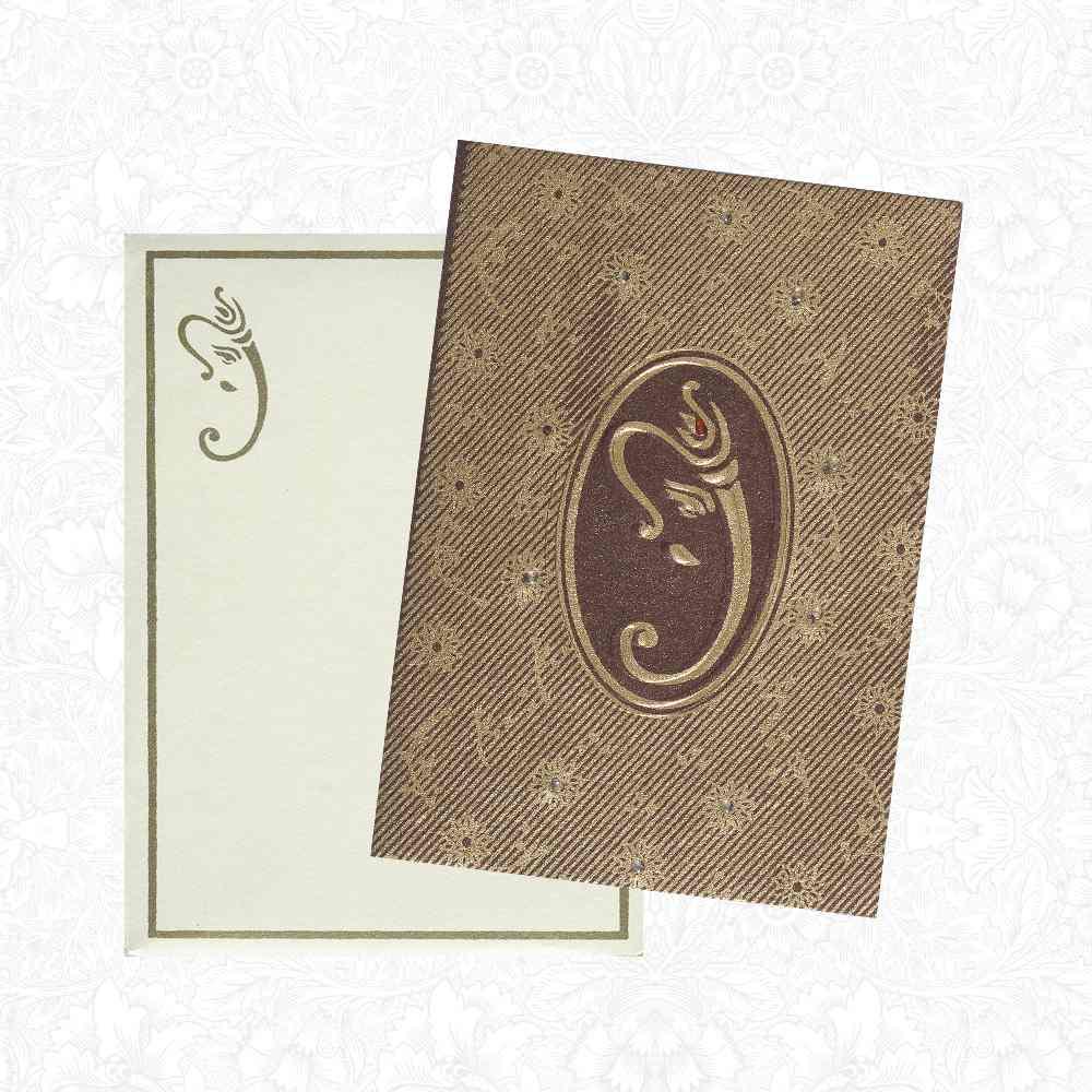 Golden Gajakarna Hindu Personal Wedding Invitation Card-KNK3648-1