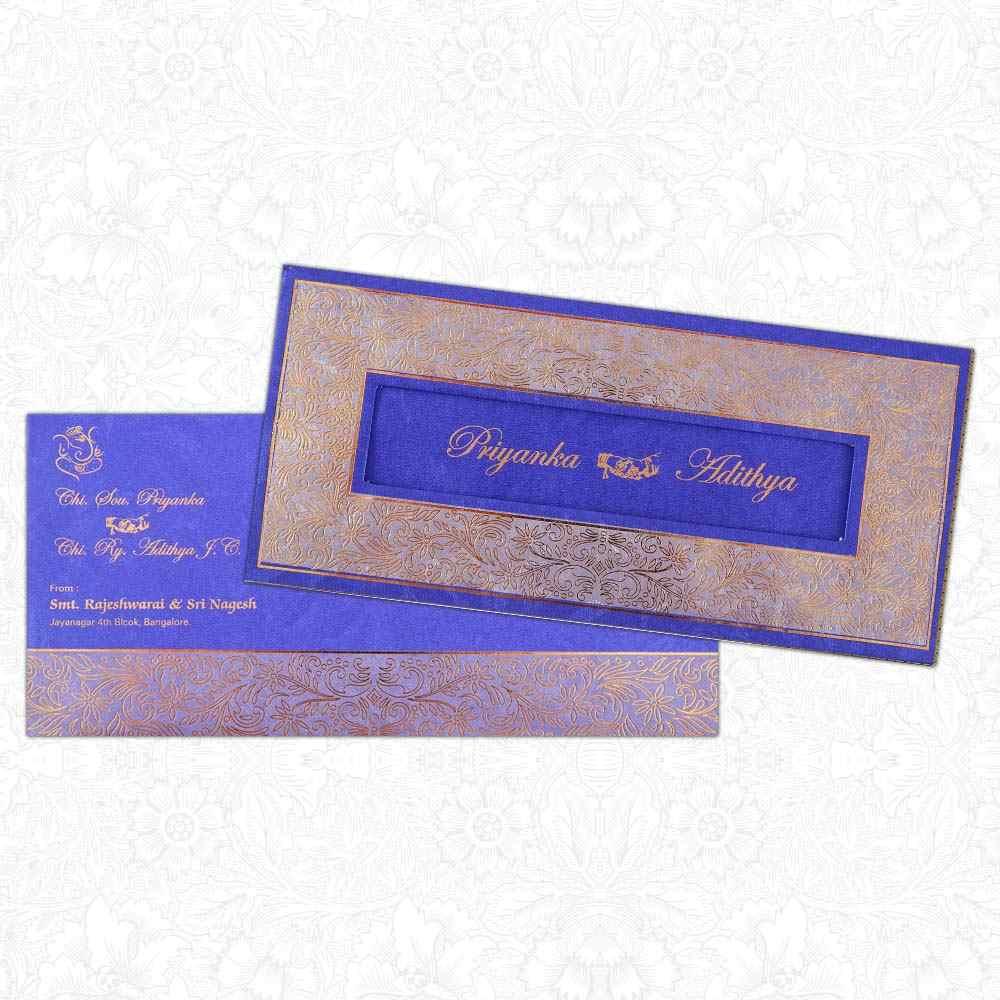 Invitation Card - A Royal Wedding in Blue and gold wedding Invitation Card - KNK3762-1