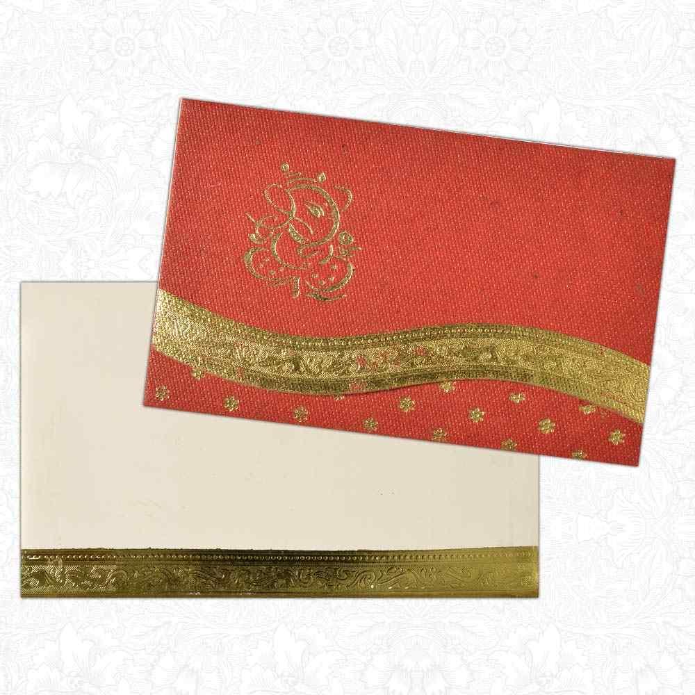 Invitation Card - Divine Creation in luxurious Red and dazzling gold with Lord Ganesh-KNK4351-3