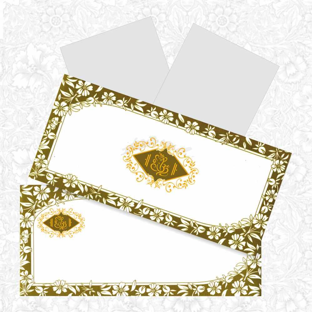 Green Shading With Flower Border Wedding Card - KNK4355-2