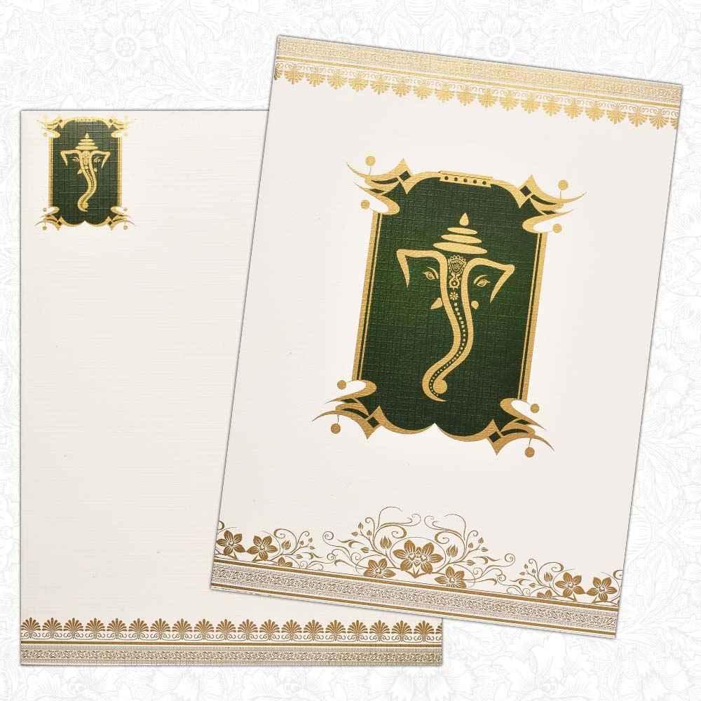 Invitation Card - Golden Ganesha Swarup All-Ceremony Invitation Card-KNK4836-1