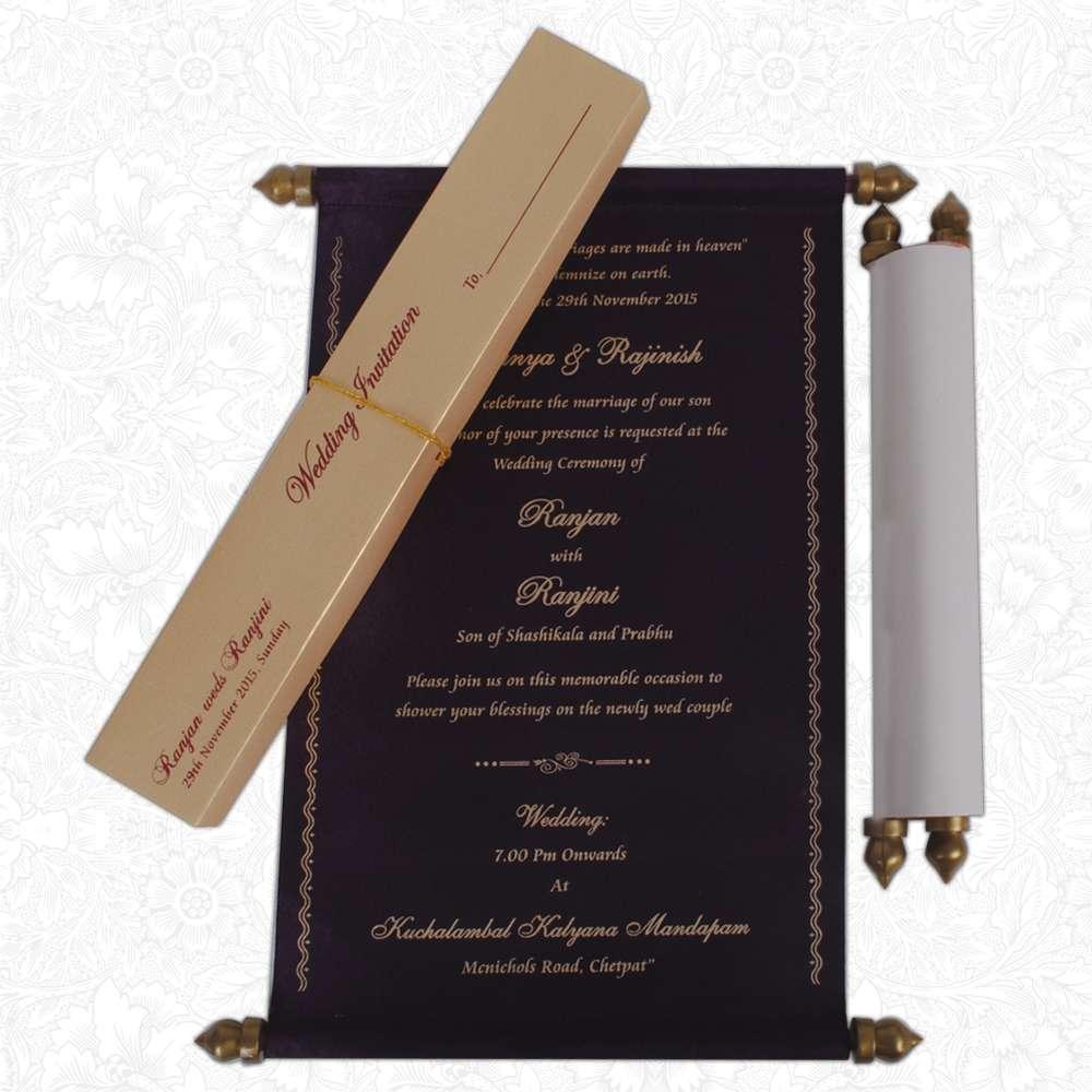 Invitation Card - Vintage Model Scroll Wedding Cards-KNK4879-4
