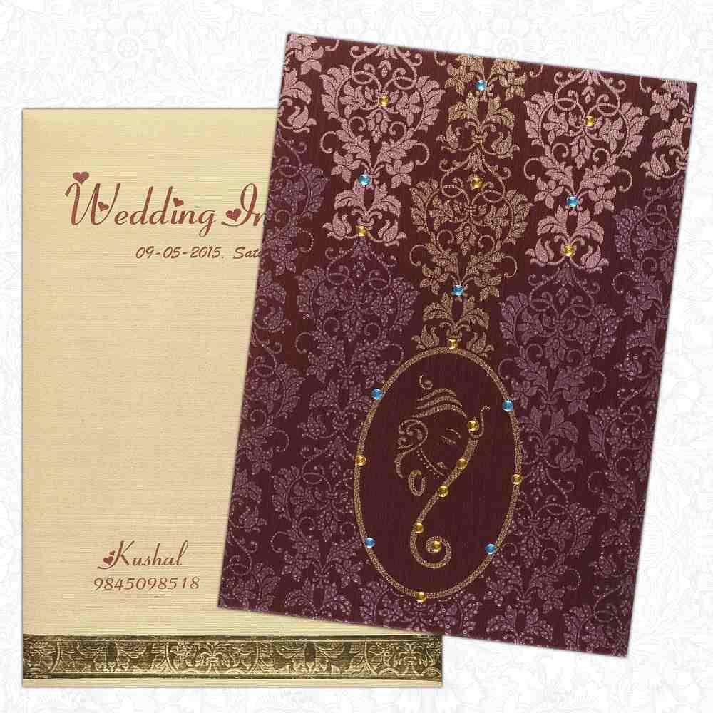 Invitation Card - Maroon Ganesha Card with Unmatched sophistication-KNK4882-1