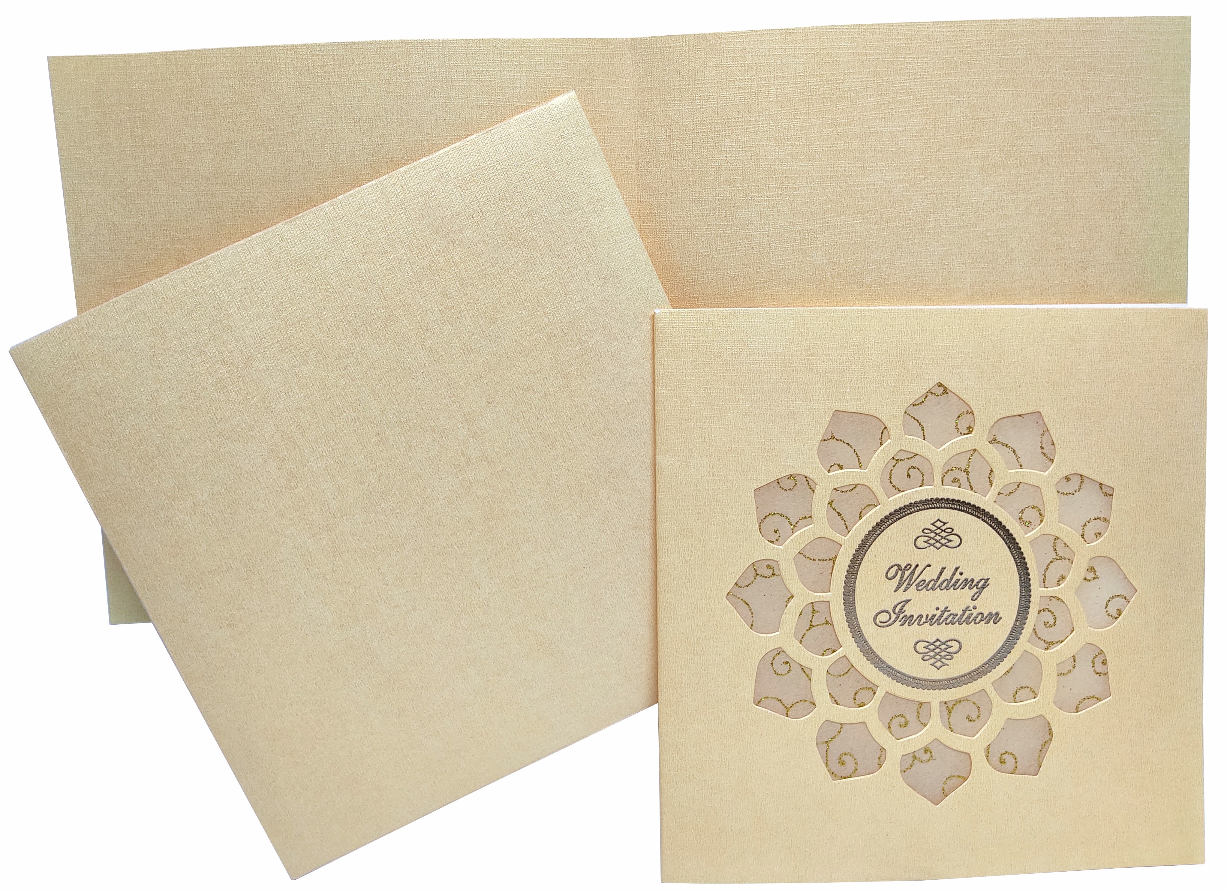 Dashing Blue Shading With Laser Cut Wedding Card-KNW43365-2