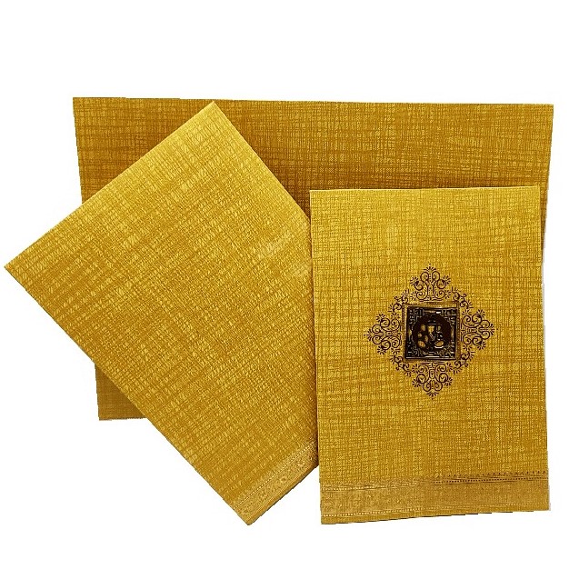 Alluring Blue Shading With Gold foiling Floral Theme Wedding Card-KNCM15BG-0