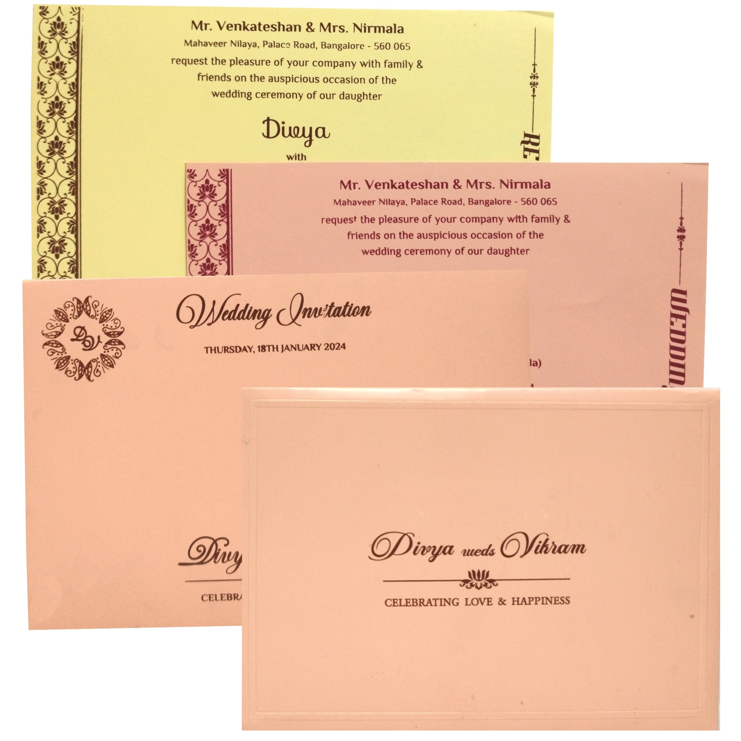Splendid Blue Shading With Padding Invitation Card-KNPR3501P-0