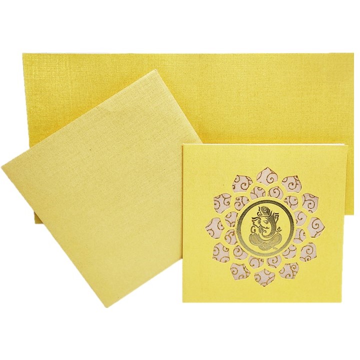 Royal Blue Shading With Cut Design Ganesha Wedding Card-KNW43367-2