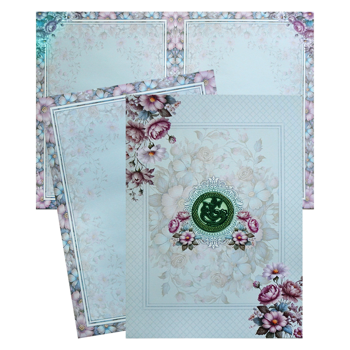 Blue Floral Patterned Wedding Card-1