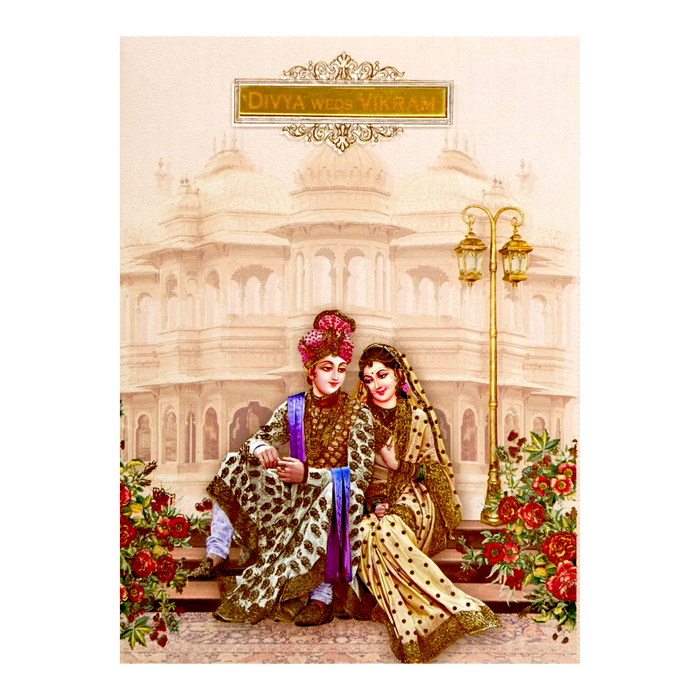 Pink Royal Floral Nameplate Wedding Card-3