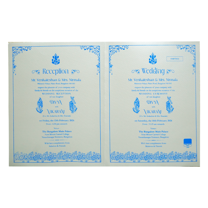 Metallic White Ganesha Wedding Card-3