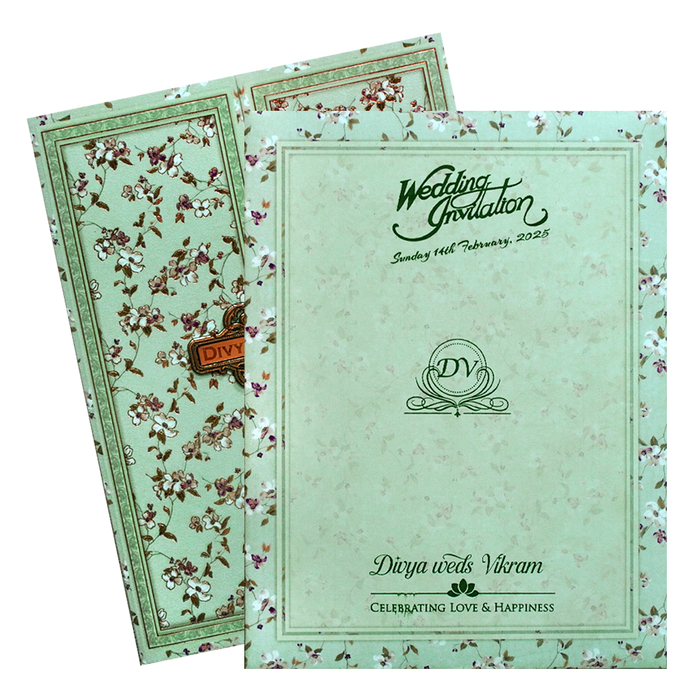 Green Floral Nameplate Door Invitation Card-2