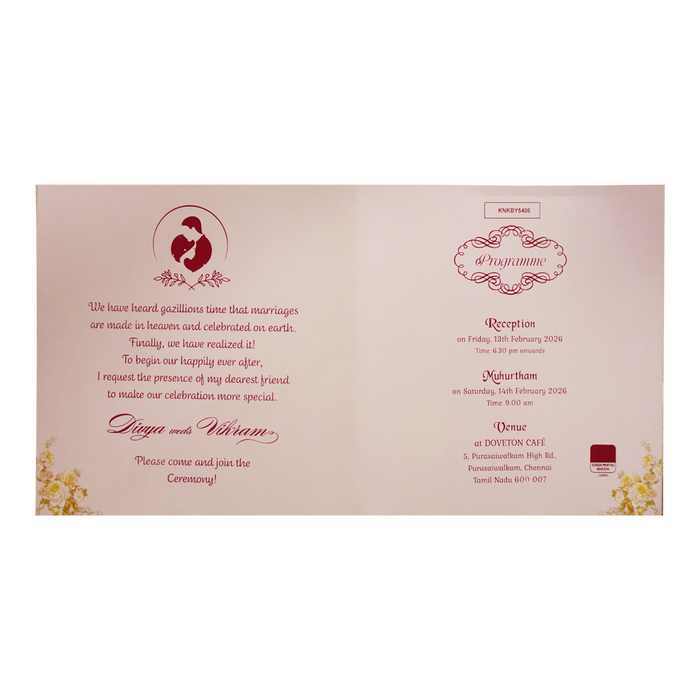 Berry Pink Floral Offset Print Invitation With Name Plate-KNKBY5406-2