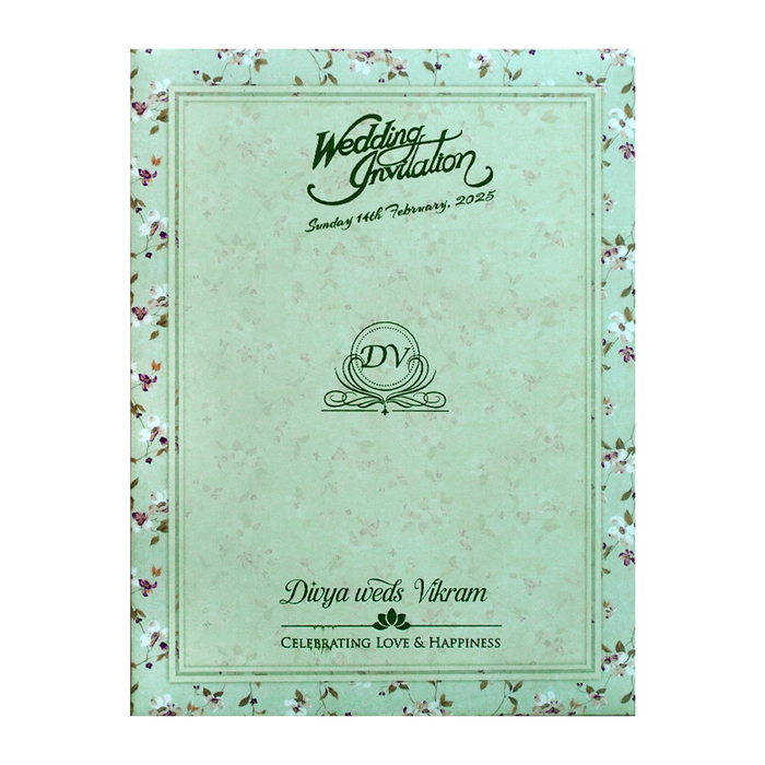Green Floral Nameplate Door Invitation Card-5