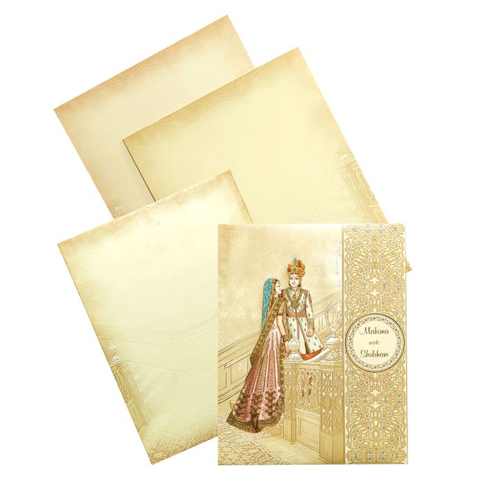 Cream Bride And Groom Traditional Invitation Card-0