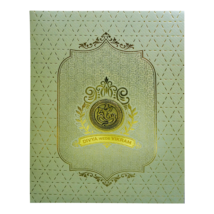 Pista Green Textured Wedding Card-4