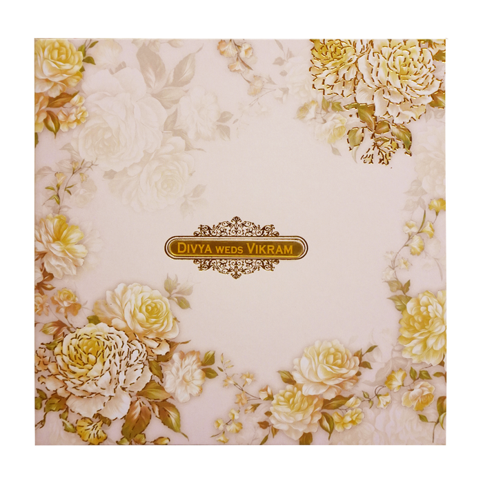 Berry Pink Floral Offset Print Invitation With Name Plate-KNKBY5406-4