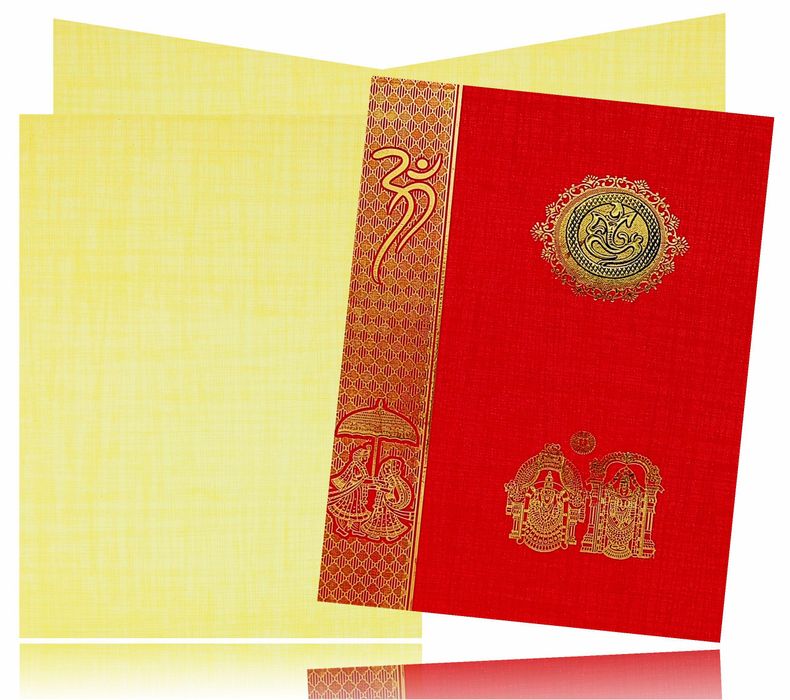 Red Classic Paper Print Balaji And Padmavathi Wedding Cards-KNCP817R-0