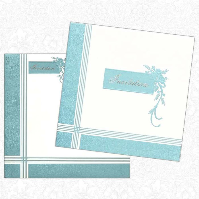 Invitation Card - Elegant White and Pale Blue Wedding Invite-KNK1210-0