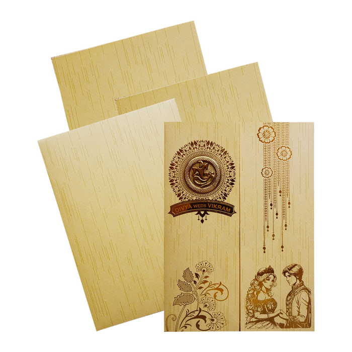 Cream Textured Door-Style Invitation Card-0