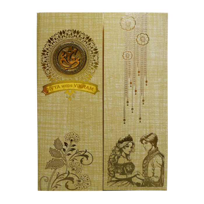 Mustard Yellow Door Style Wedding Card-4
