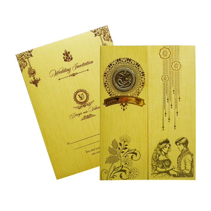 Ganesha Yellow Door-Style Wedding Card-2