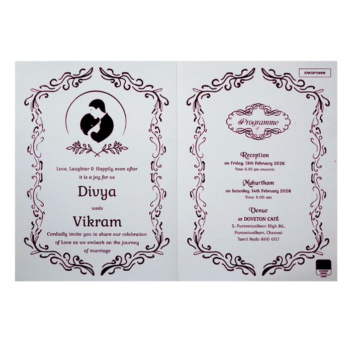 White Floral Embossed Door Invitation Card-4