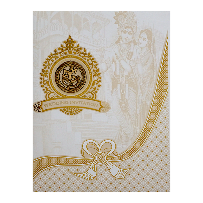 White Radhe Krishna Invitation Card-9