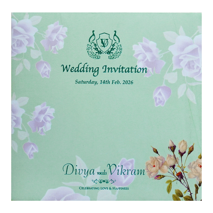 Green Pink Floral Invitation Card-0