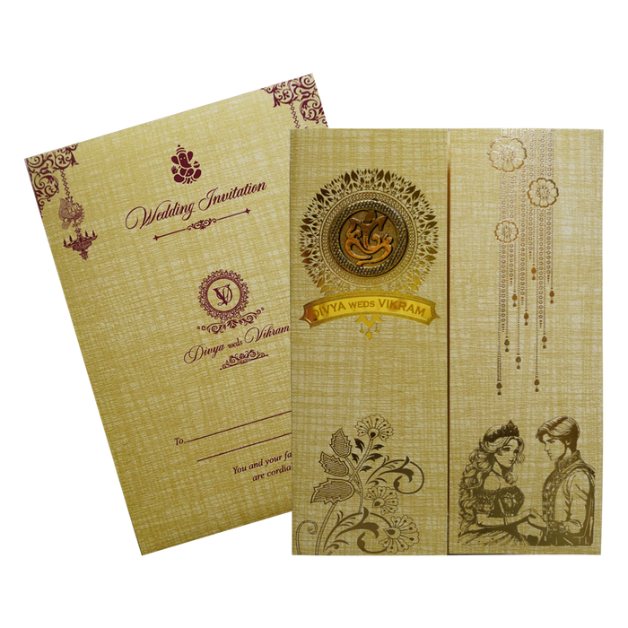 Mustard Yellow Door Style Wedding Card-3