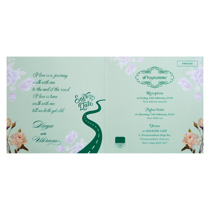 Green Pink Floral Invitation Card-2