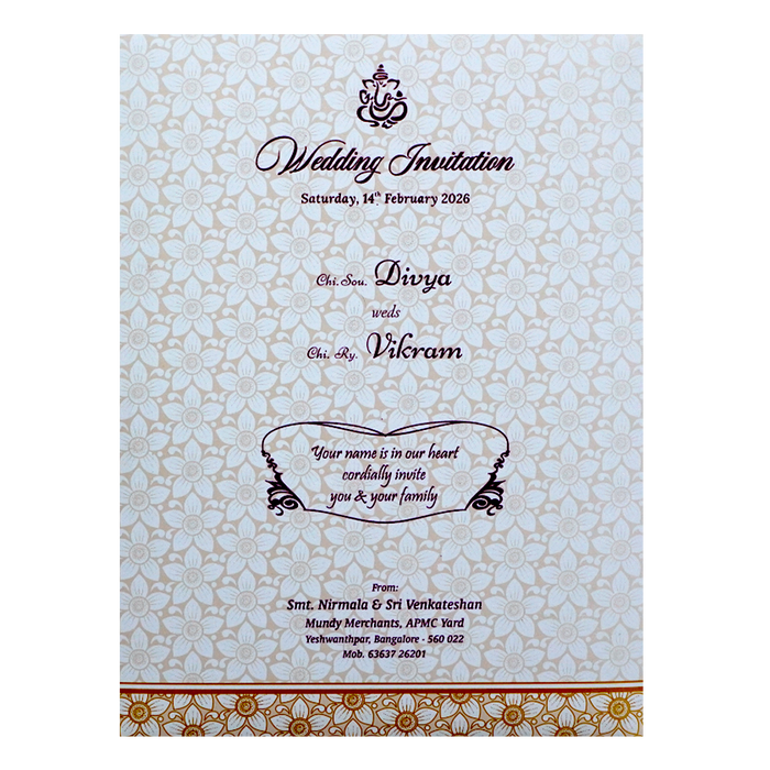 White Floral Embossed Door Invitation Card-5