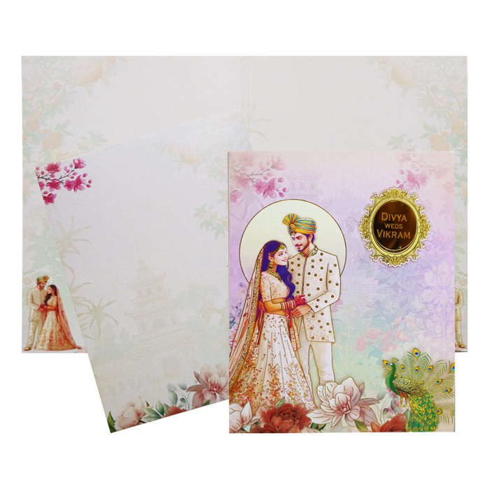 Pastel Pink Bride & Groom Invitation Card-0