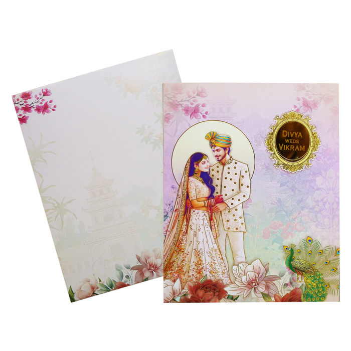 Pastel Pink Bride & Groom Invitation Card-2