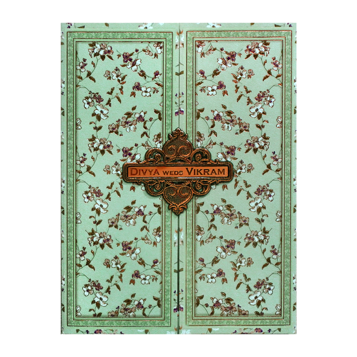 Green Floral Nameplate Door Invitation Card-4