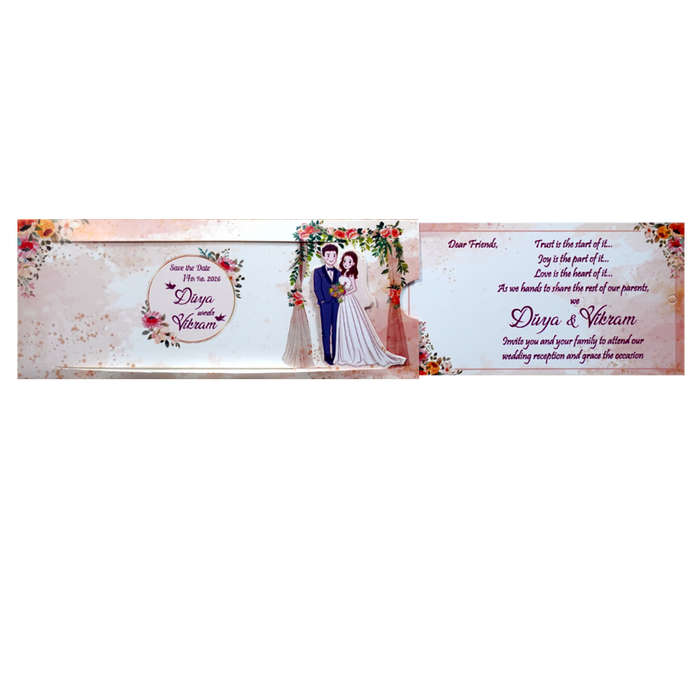 Pink Floral Slide Invitation Card-3