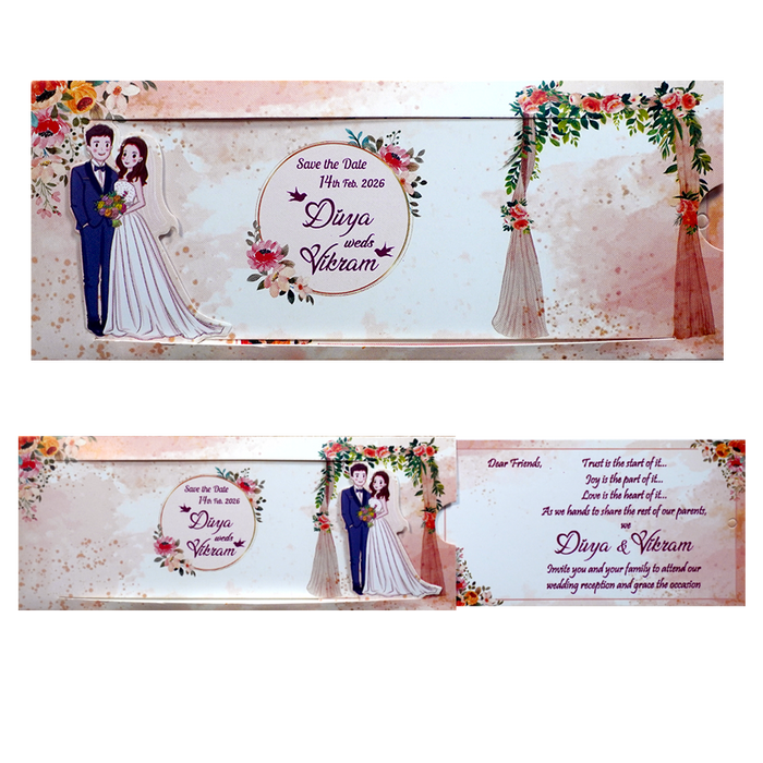 Pink Floral Slide Invitation Card-0