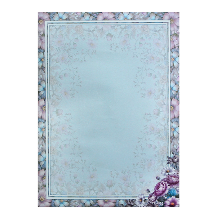 Blue Floral Patterned Wedding Card-4