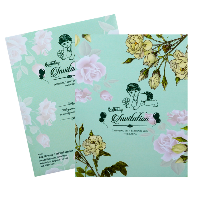 Green Abstract Floret In Jumbo Size With Pink Flowers-2