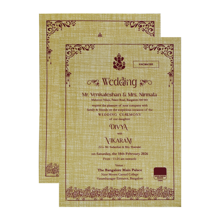 Mustard Yellow Door Style Wedding Card-1