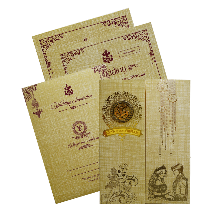 Mustard Yellow Door Style Wedding Card-0