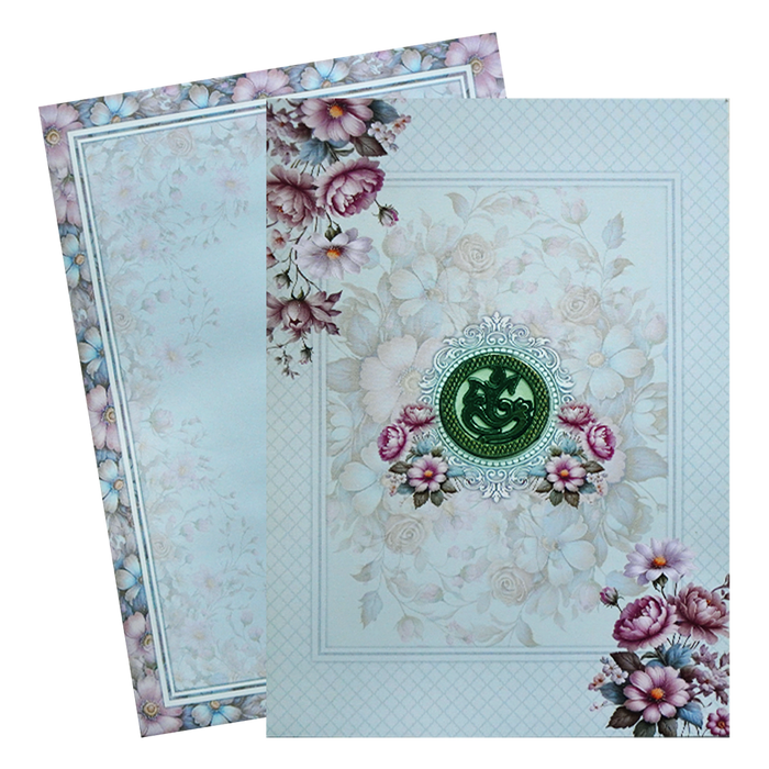 Blue Floral Patterned Wedding Card-2