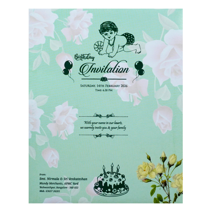 Green Abstract Floret In Jumbo Size With Pink Flowers-4