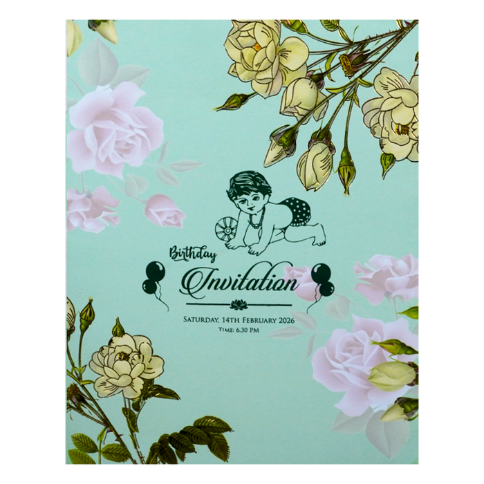 Green Abstract Floret In Jumbo Size With Pink Flowers-3