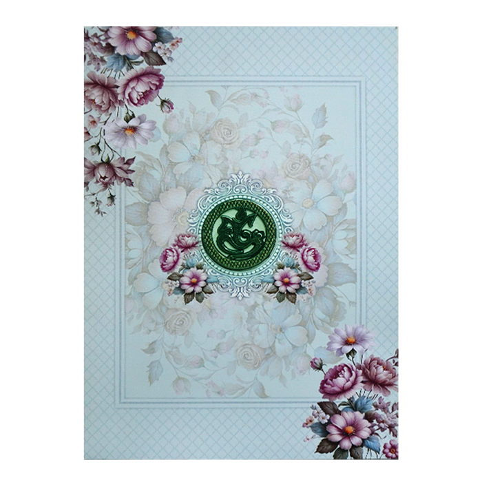 Blue Floral Patterned Wedding Card-3